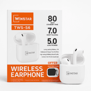 Contenu complet des écouteurs sans fil Winstar TWS-S6 avec boîte et accessoires